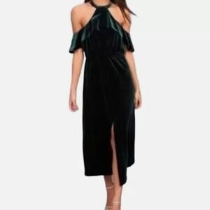 Ali & Jay Elegant Velvet Cold Shoulder Midi Dress